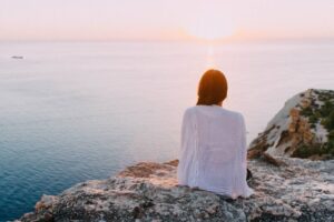 woman viewing sunset